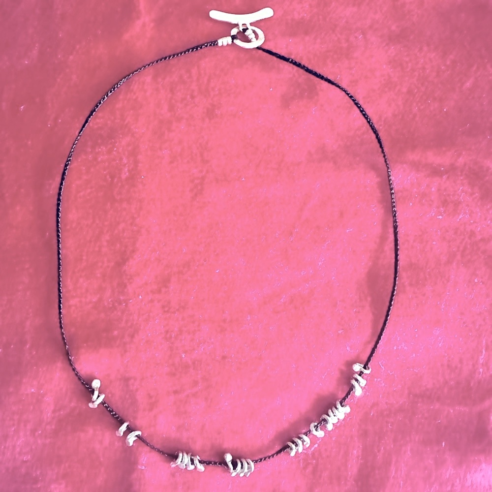 💕Jill Platner 🏄‍♀️ Retired Sterling Silver & Black Gortex Necklace🌟